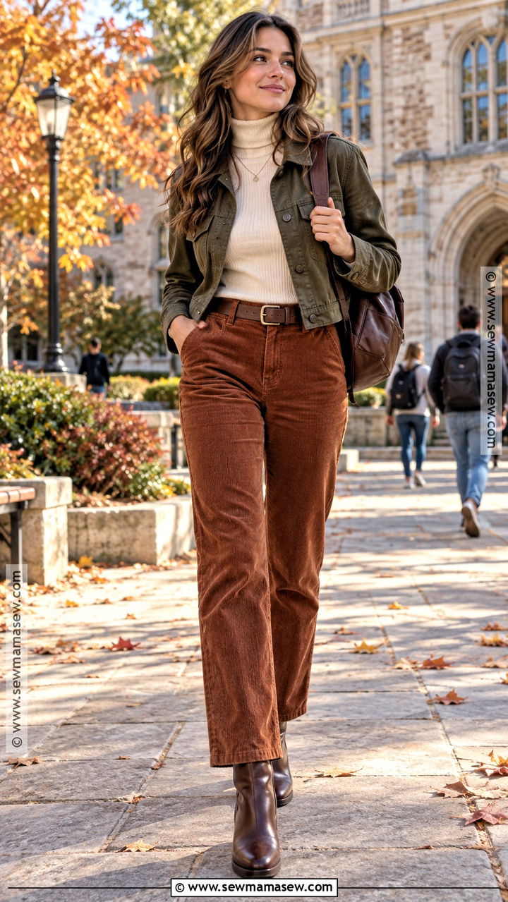 Turtleneck And Corduroy Pants Fall School Outfit - 20 fall outfits women school