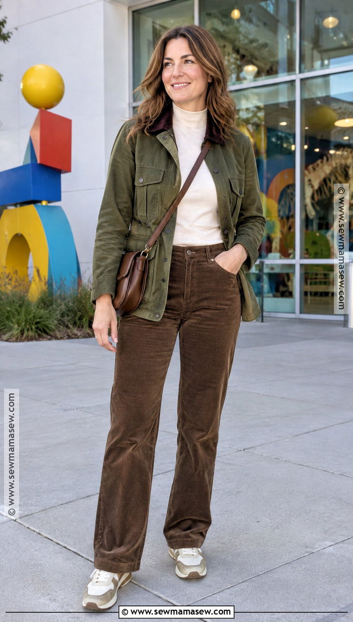Turtleneck And Corduroy Pants Nanny Outfit - 15 nanny outfit ideas fall