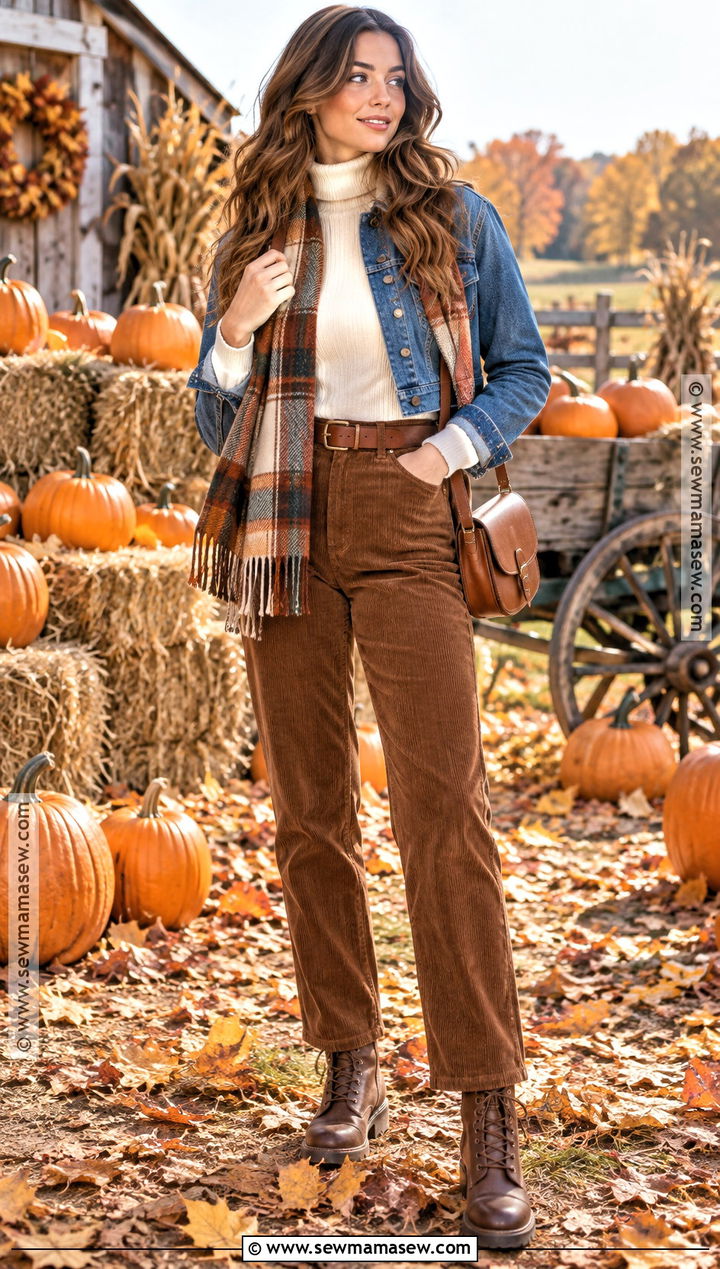 Turtleneck And Corduroy Pants Pumpkin Patch Outfit - 20 warm pumpkin patch outfit ideas