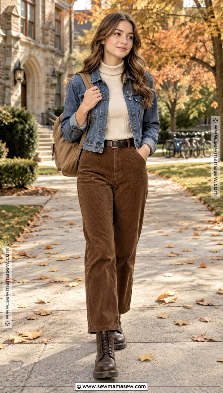 Turtleneck And Corduroy Pants School Outfit - 15 fall school outfits highschool 2026