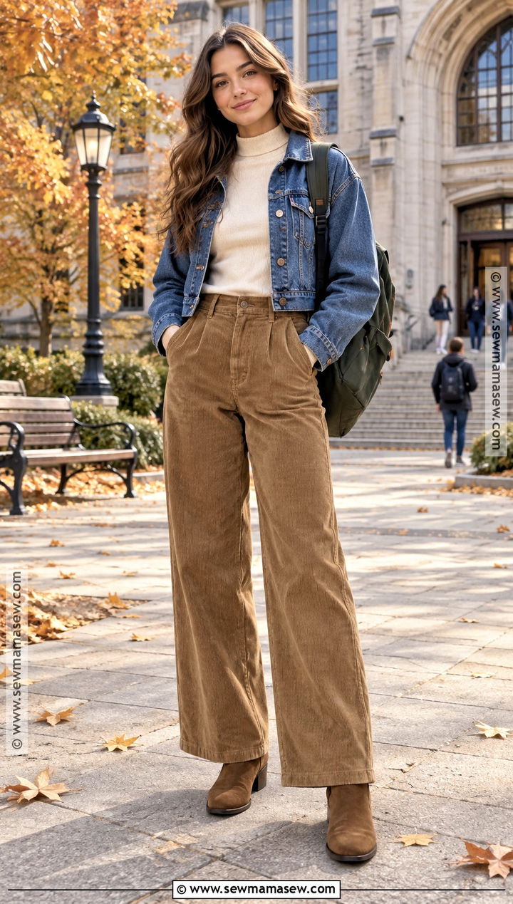 Turtleneck And Corduroy Pants School Outfit - 20 School Outfit Inspo Fall Ideas