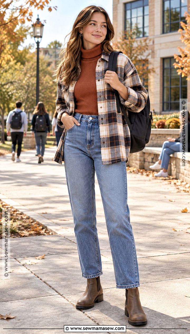 Turtleneck And Jeans Fall School Outfit - 20 school outfits for fall