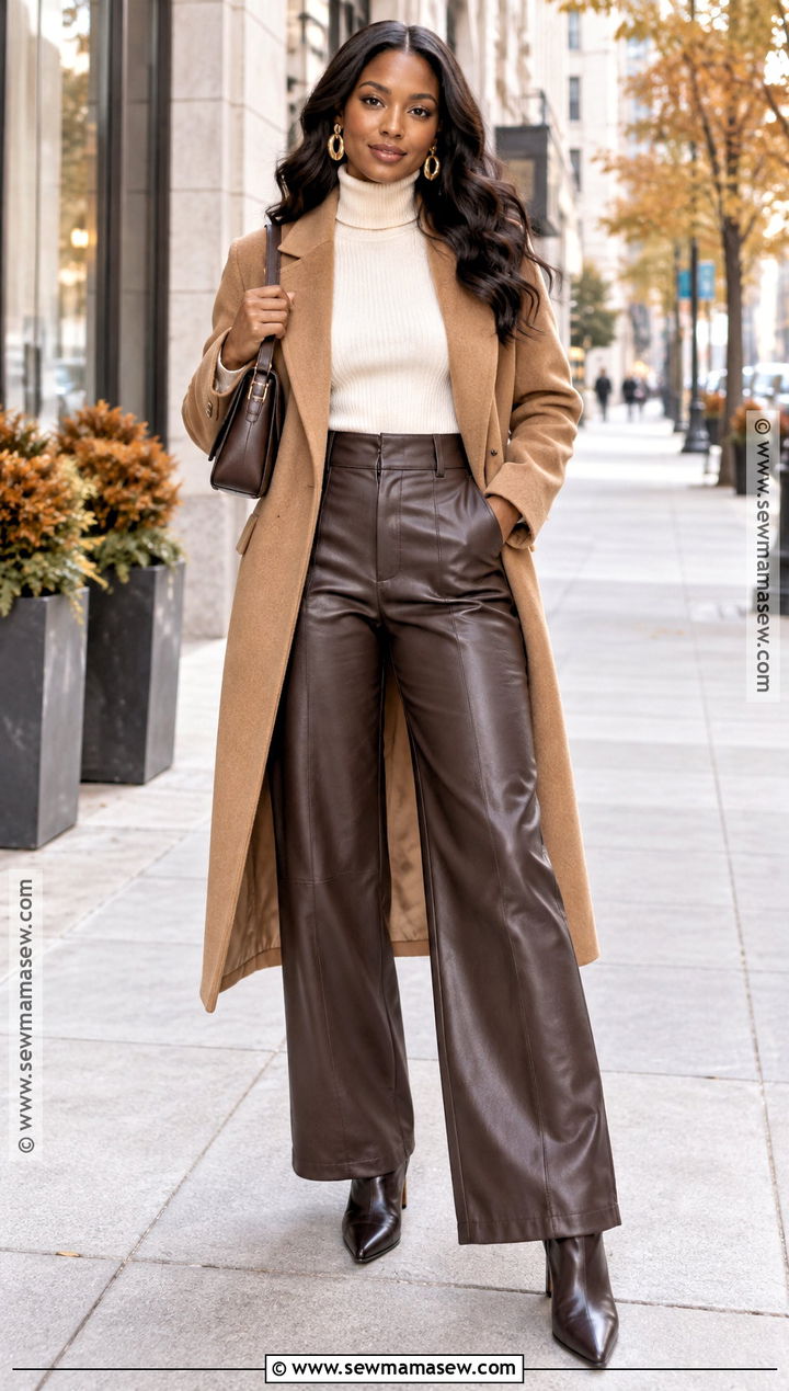 Turtleneck And Leather Pants Autumn Outfit - 25 autumn outfits for black women