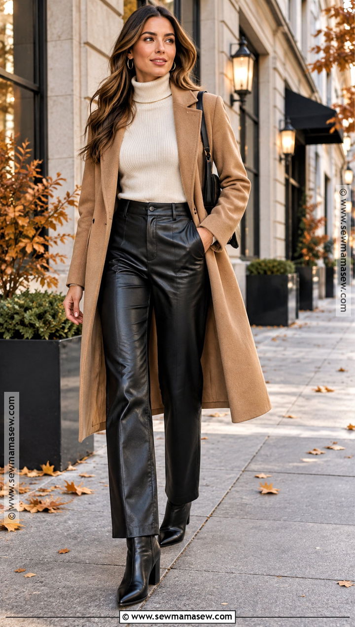 Turtleneck And Leather Pants Fall Date Night Outfit - 15 fall date night outfit ideas 2026