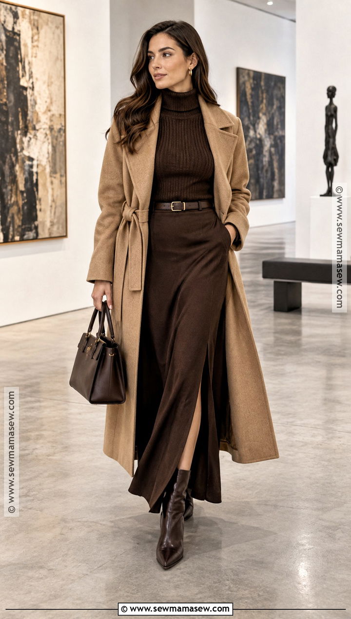 Turtleneck And Maxi Skirt Set - 15 cozy fall outfit set ideas