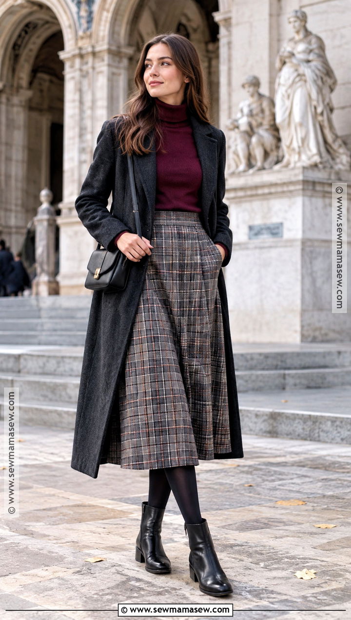 Turtleneck And Midi Skirt Europe Fall Outfit - 15 Outfits For Traveling In Europe Fall