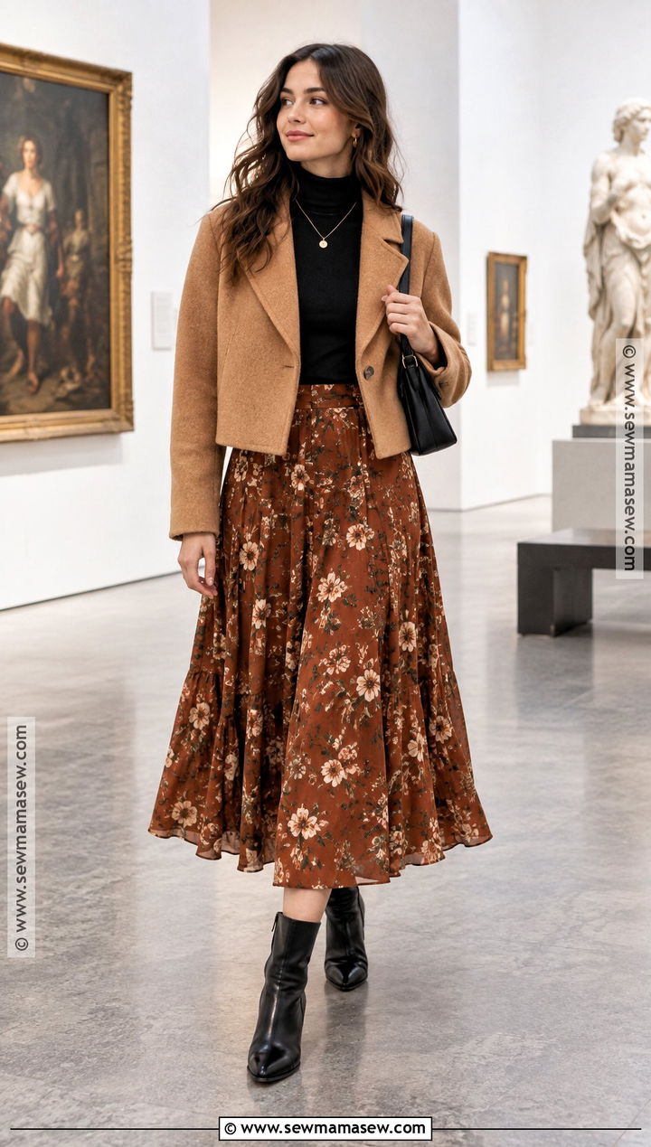 Turtleneck And Midi Skirt Fall Outfit - 15 casual date fall outfits