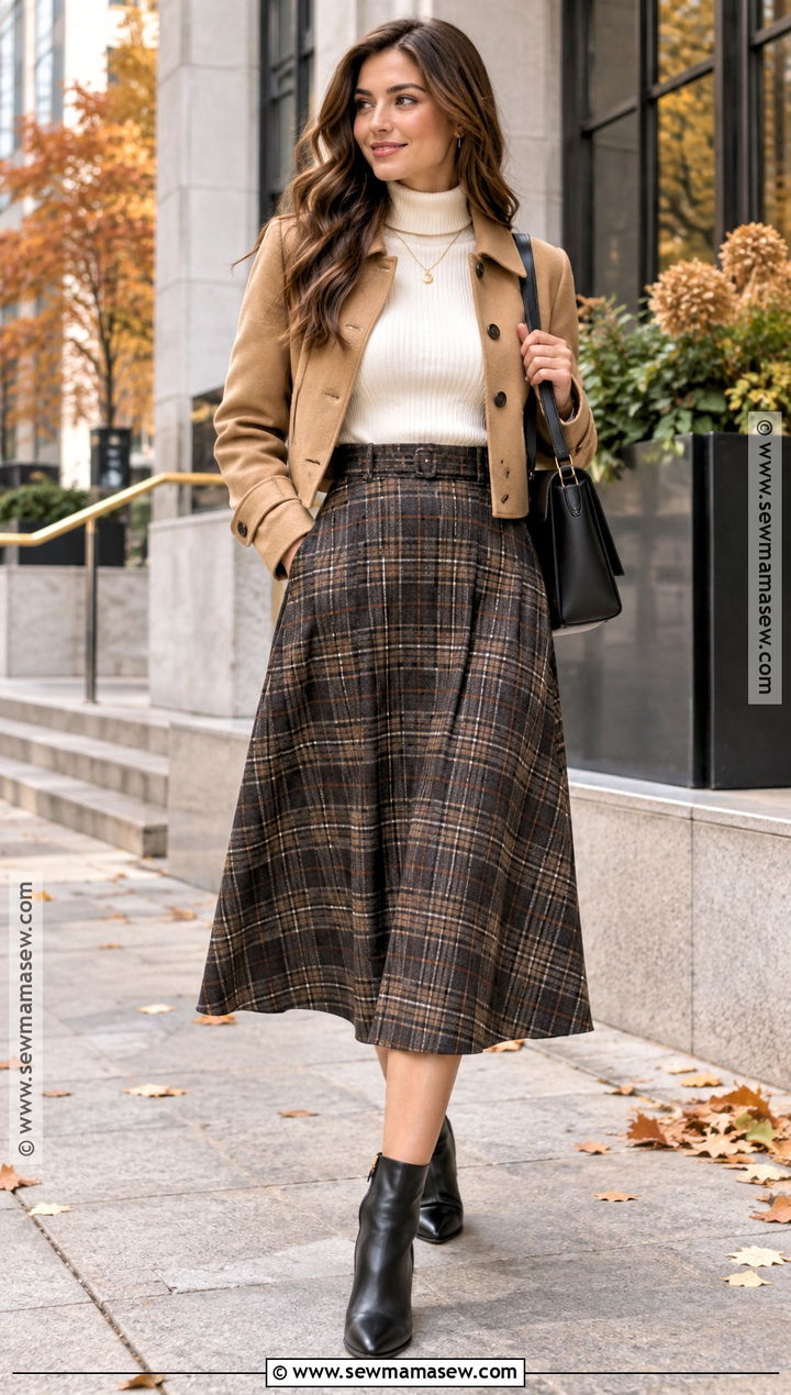 Turtleneck And Midi Skirt Office Autumn Outfit - 20 office autumn outfits