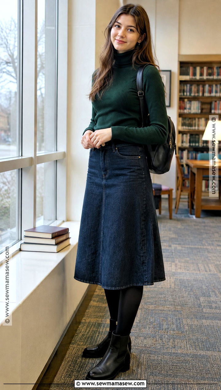Turtleneck And Midi Skirt Outfit - 20 back to school shopping list clothes