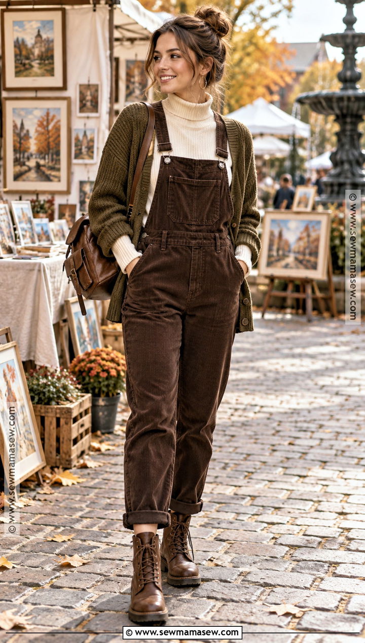 Turtleneck And Overalls Autumn Outfit - 30 autumn outfits aesthetic