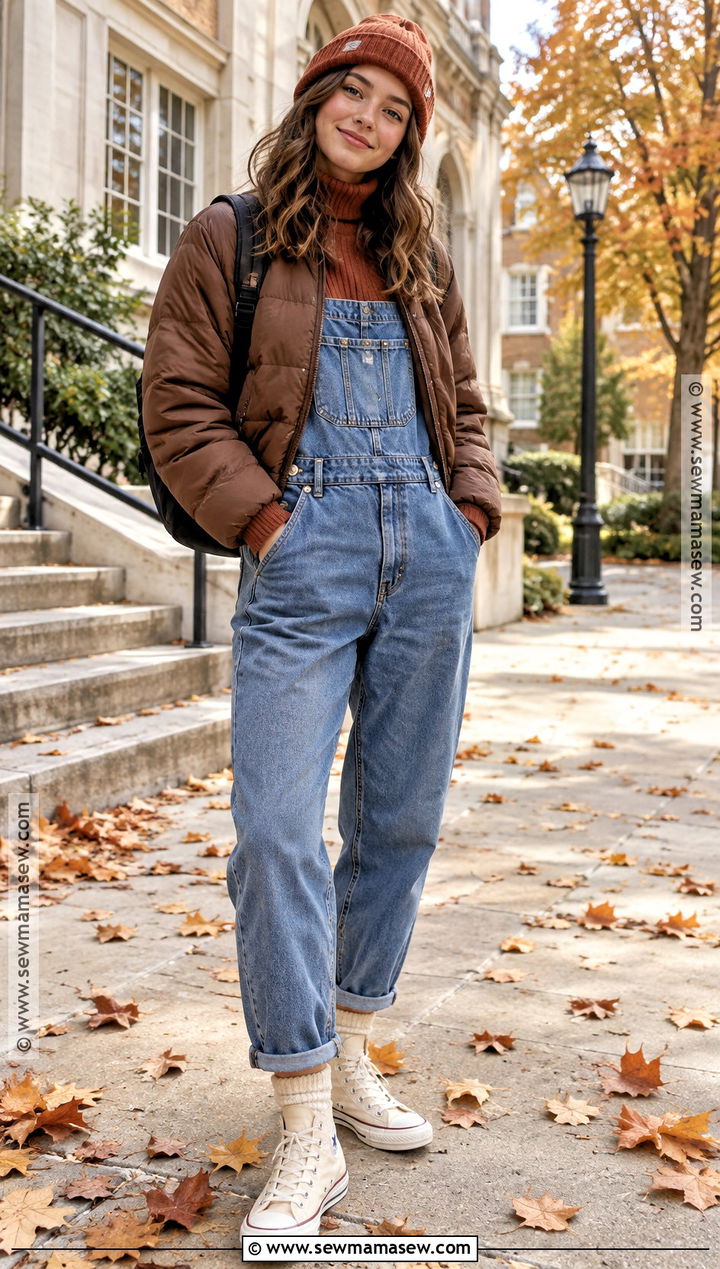 Turtleneck And Overalls School Outfit - 20 cold fall outfits school