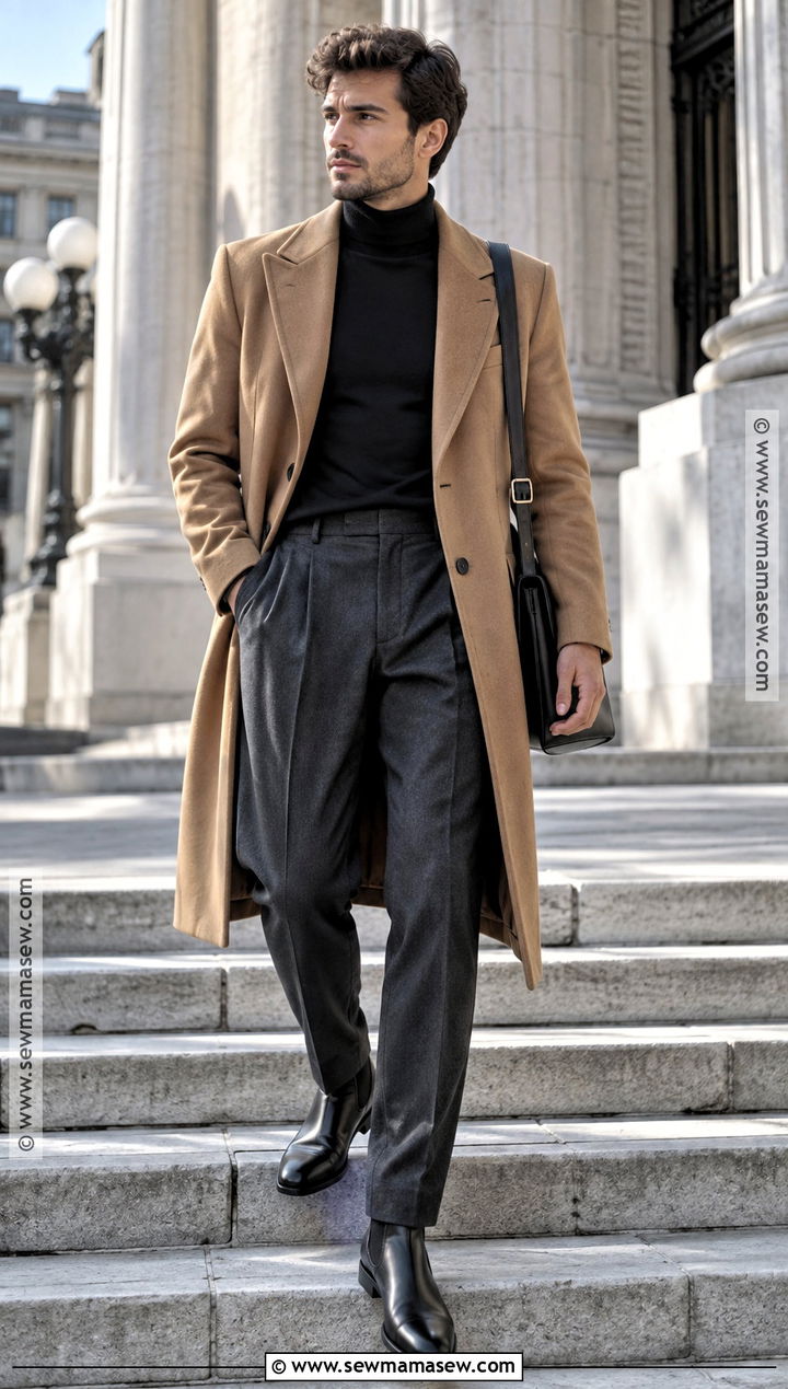 Turtleneck And Overcoat Fall Outfit - 20 Fall Mens Fashion Ideas