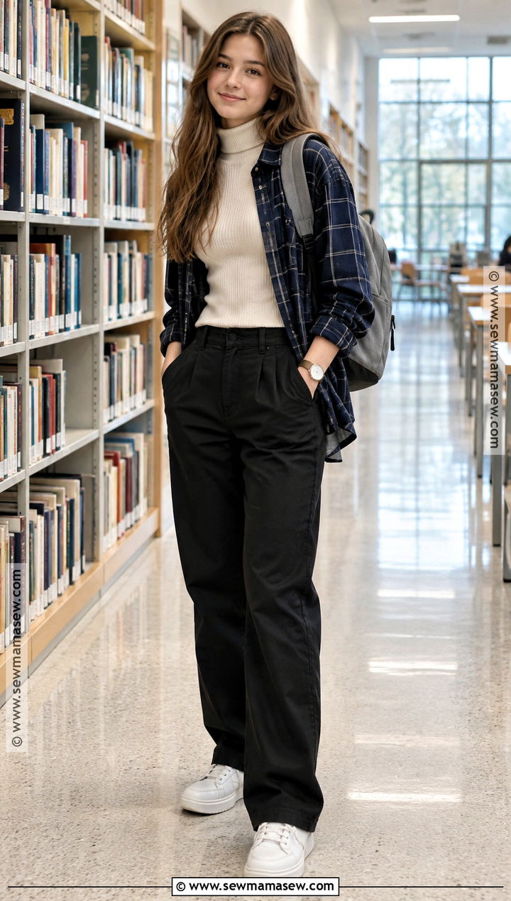 Turtleneck And Overshirt School Outfit - 20 back to school outfits clean for girls