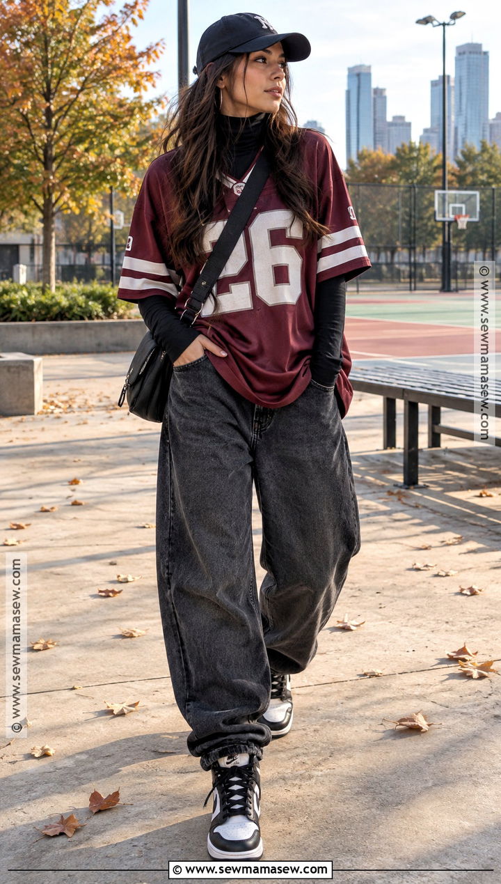 Turtleneck And Oversized Jersey Fall Streetwear Outfit - 25 fall streetwear outfits