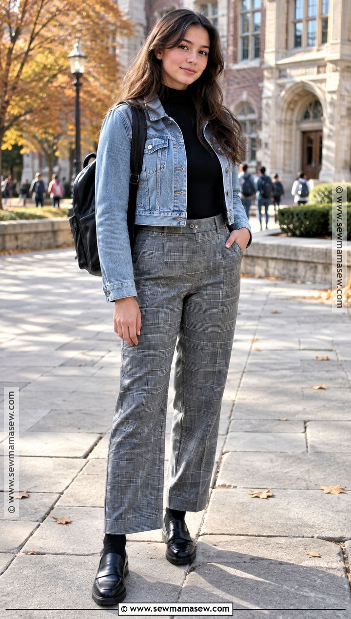Turtleneck And Plaid Pants School Outfit - 25 cute outfits for school fall