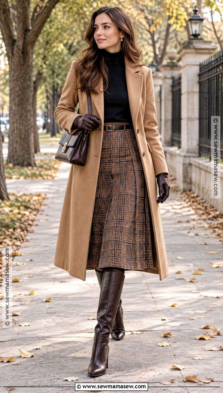 Turtleneck And Plaid Skirt Old Money Outfit - 15 Old Money Fall Winter Outfits