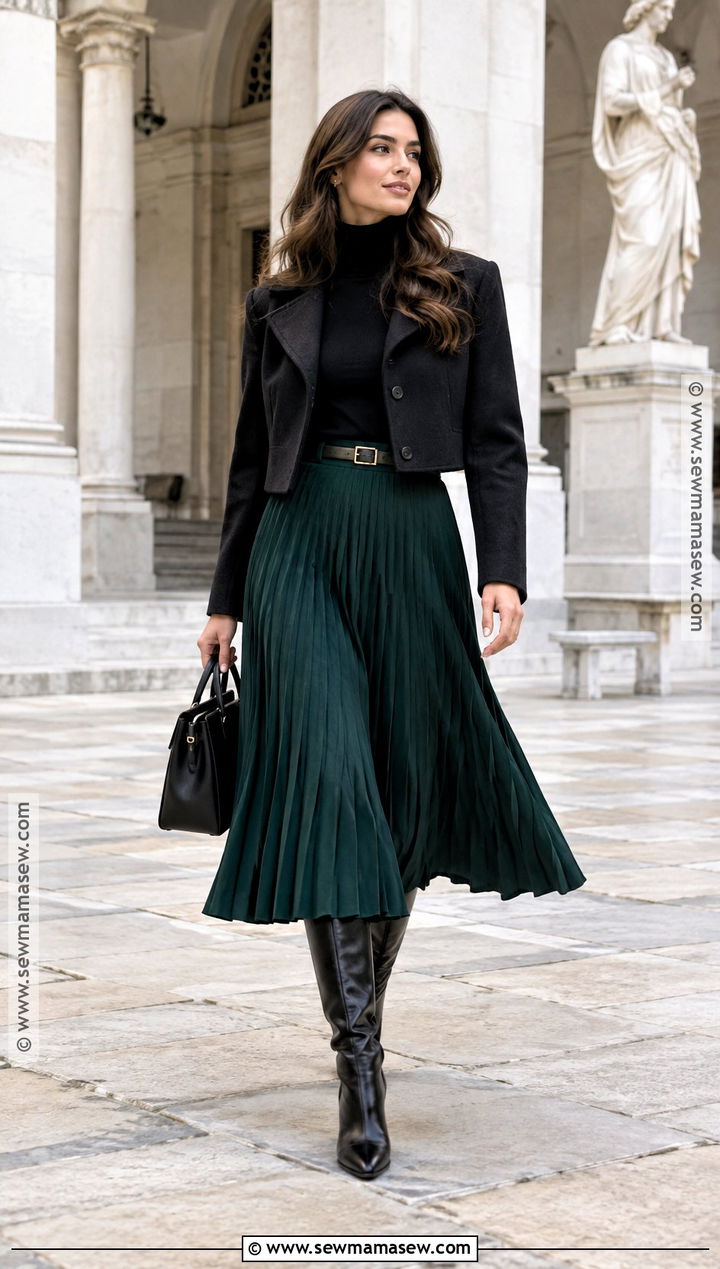 Turtleneck And Pleated Midi Skirt Fall Outfit - 15 Fall 2026 Outfits Women 30S