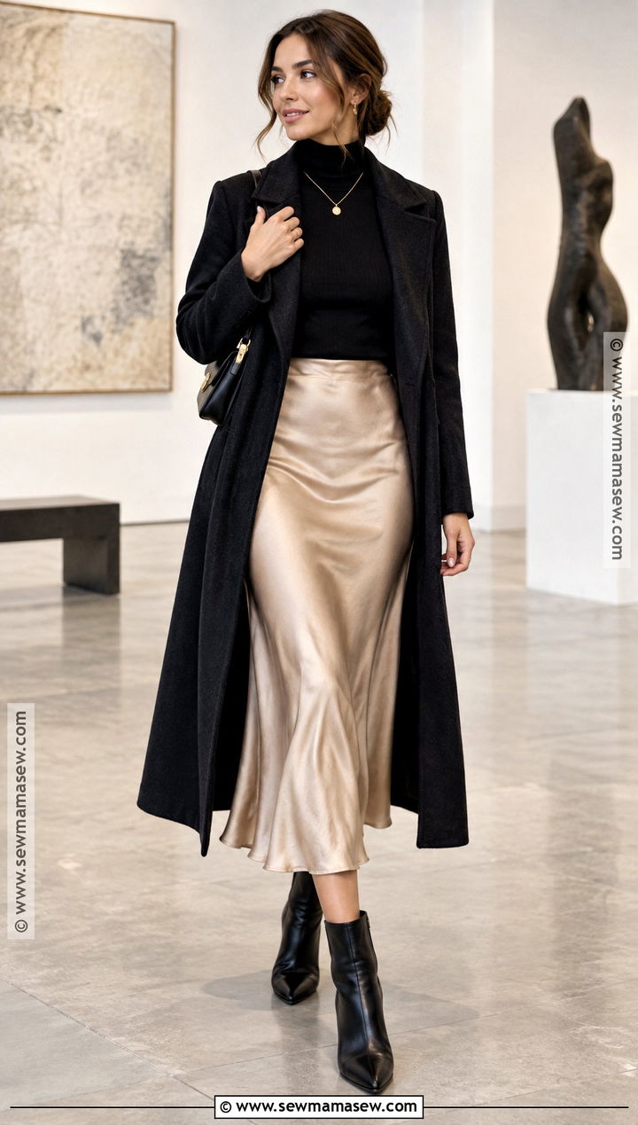 Turtleneck And Satin Slip Skirt Outfit - 30 autumn 2026 outfits