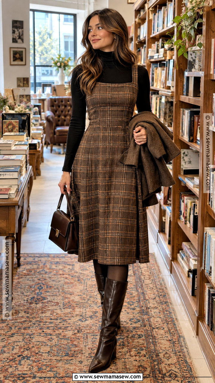 Turtleneck And Sleeveless Dress Autumn Outfit - 20 layered autumn outfits