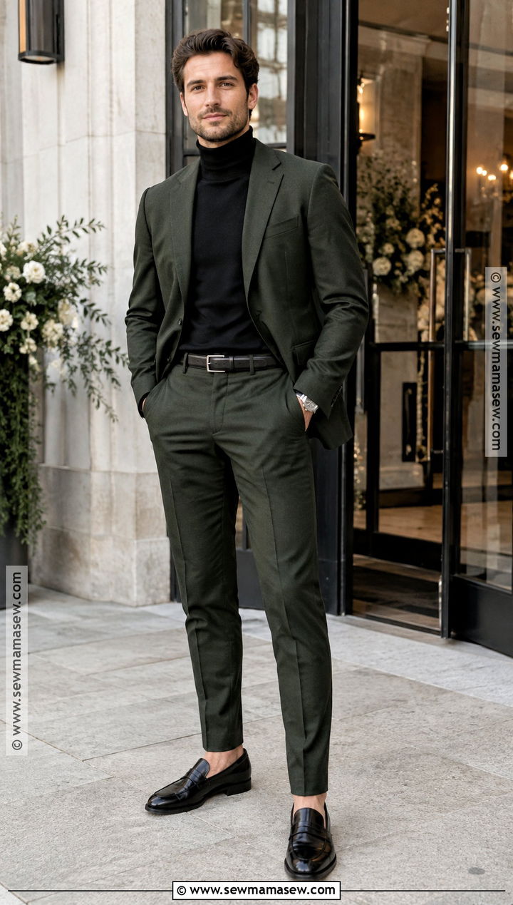 Turtleneck And Suit Fall Wedding Attire - 20 fall wedding mens attire ideas