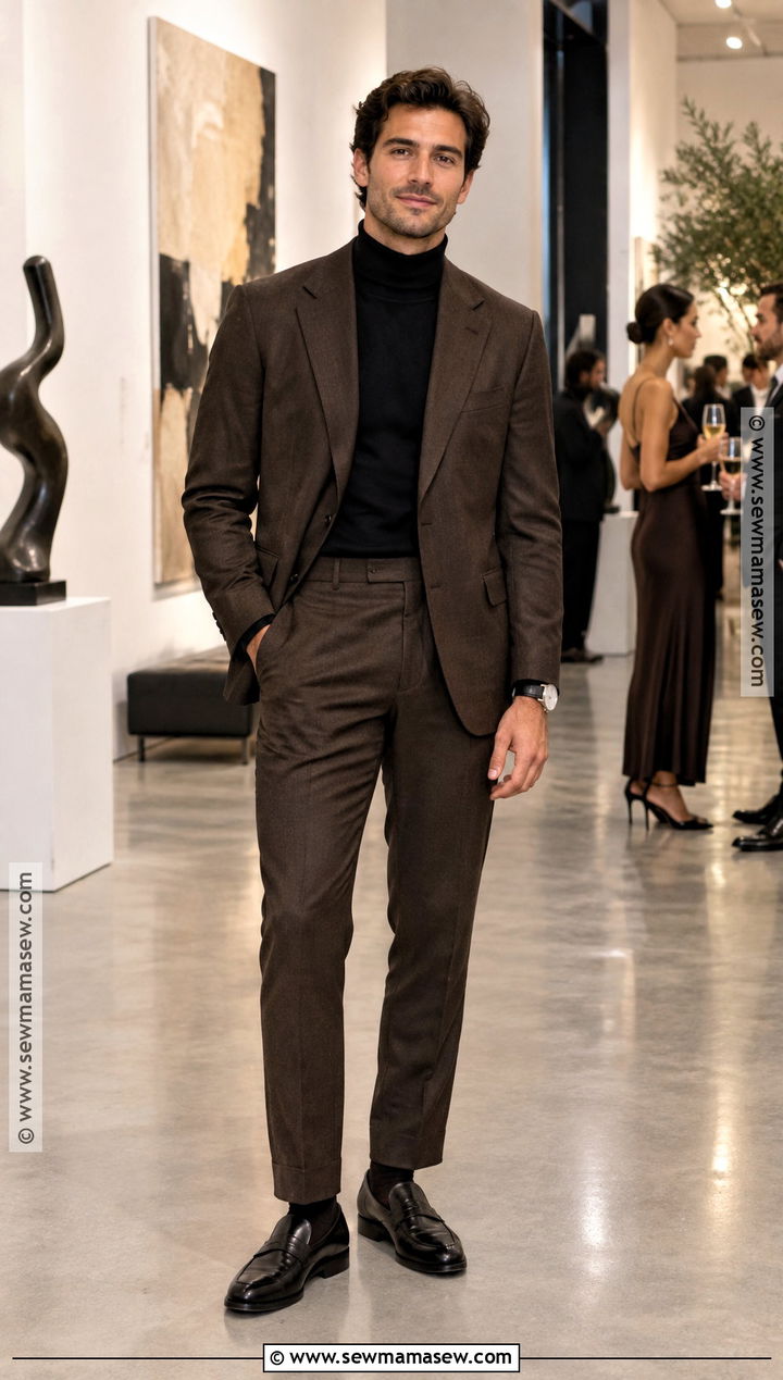 Turtleneck And Suit Fall Wedding Guest Outfit - 20 mens wedding guest outfit fall ideas