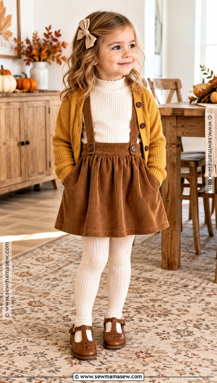 Turtleneck And Suspender Skirt Toddler Girl Thanksgiving Outfit - 15 Thanksgiving Toddler Girl Outfit Ideas