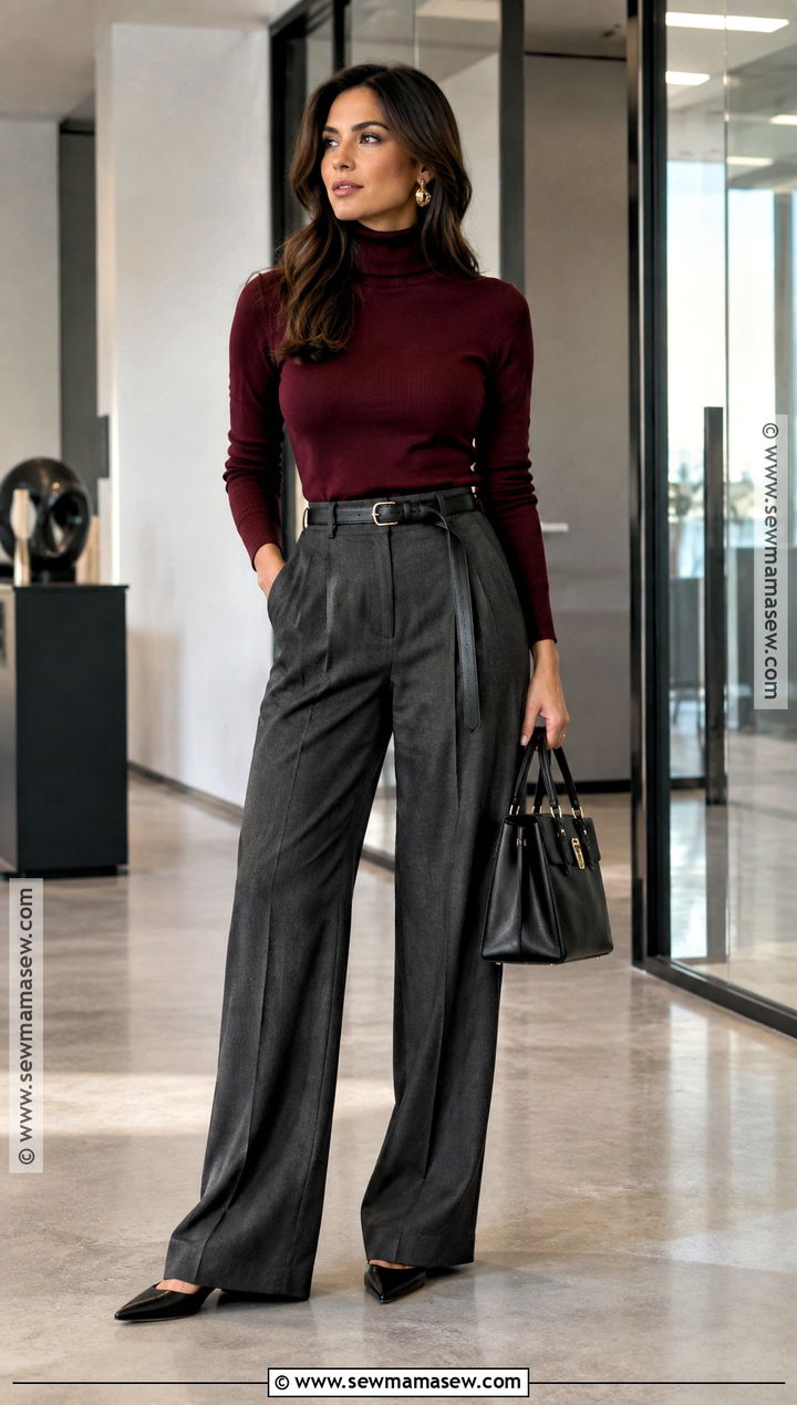 Turtleneck And Tailored Trousers Fall Outfit - 20 it girl fall outfit ideas