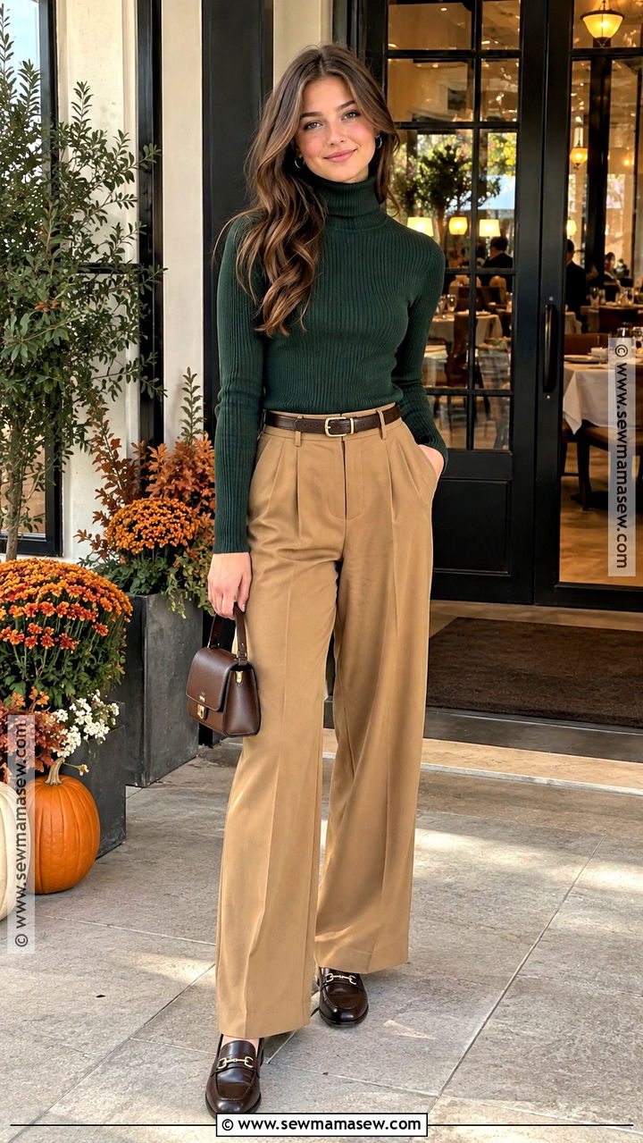 Turtleneck And Trousers Thanksgiving Outfit - 20 Thanksgiving Outfit Ideas for Teens