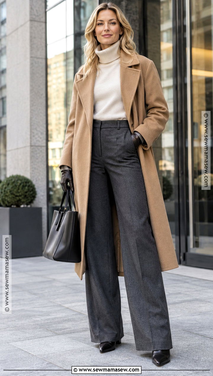 Turtleneck And Wide Leg Trousers Cold Weather Outfit - 25 fall cold weather outfits