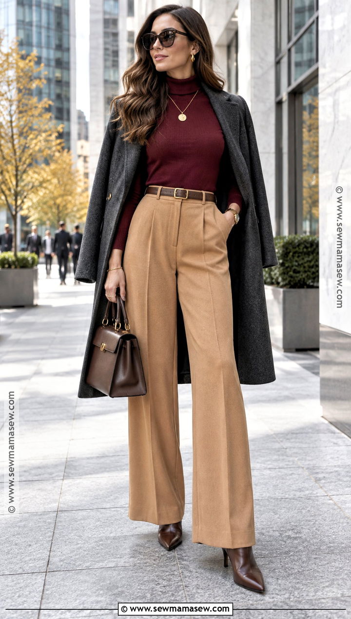 Turtleneck And Wide Leg Trousers Fall Outfit - 25 fall outfit ideas for women