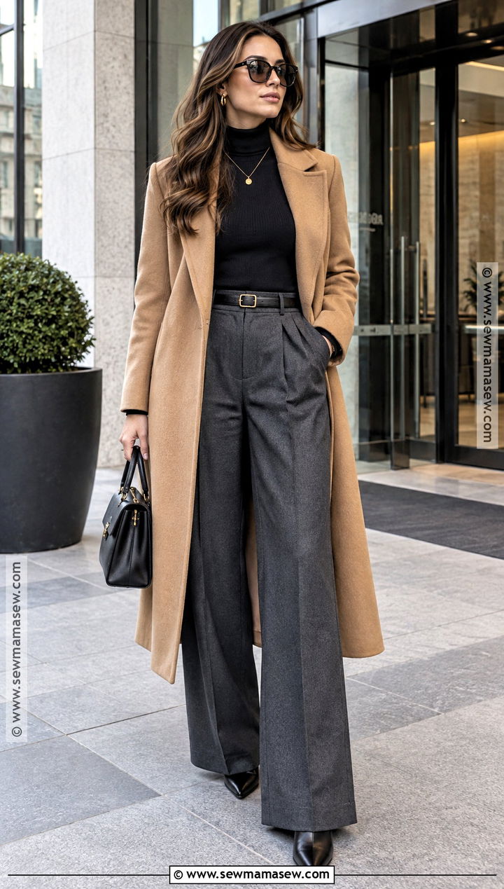 Turtleneck And Wide Leg Trousers Fall Outfit - 25 fall outfits women classy