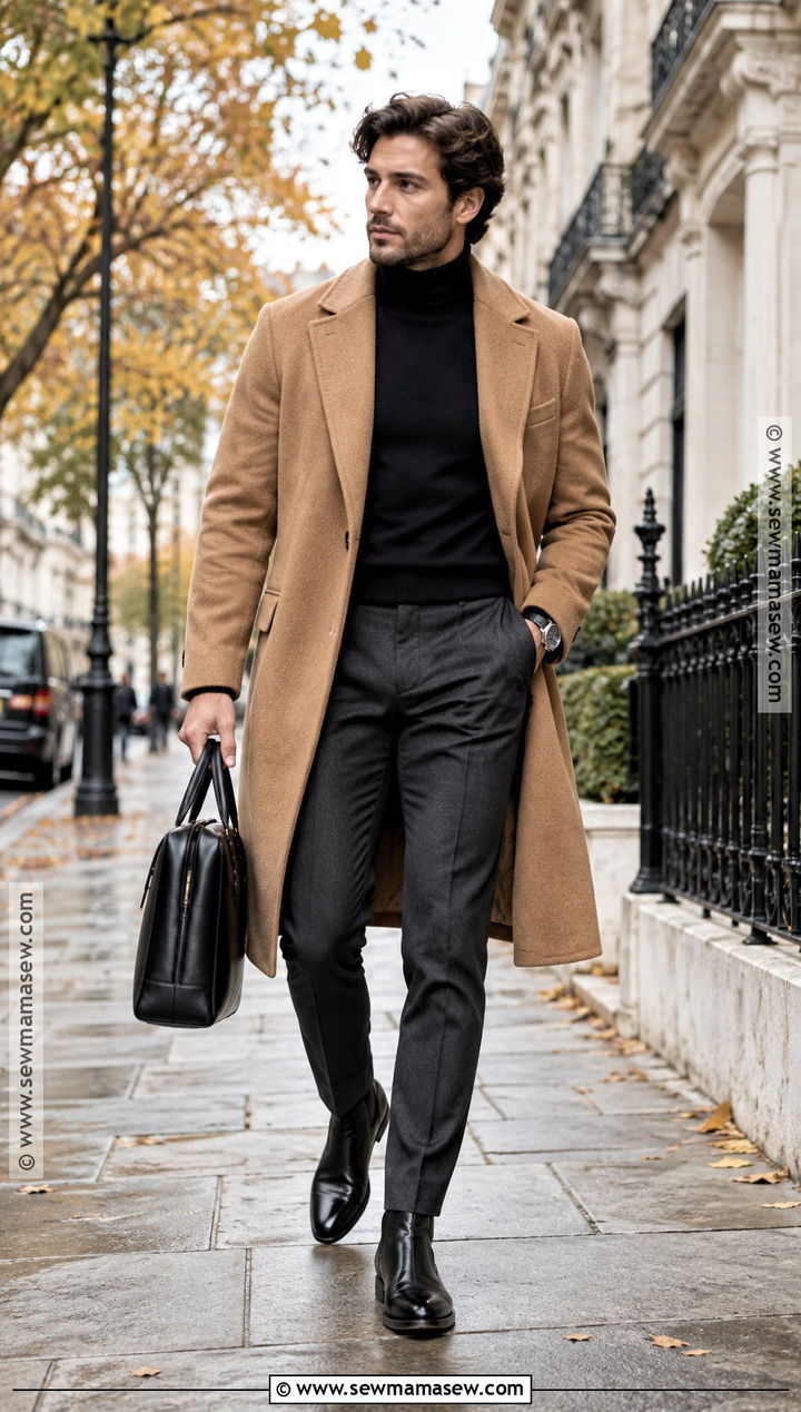 Turtleneck And Wool Coat Outfit - 25 autumn style ideas for men
