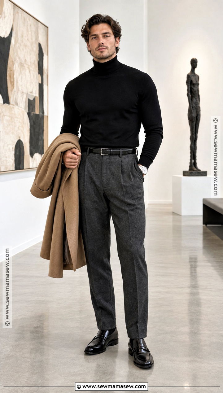 Turtleneck And Wool Trousers Fall Outfit - 25 Fall Mens Outfits