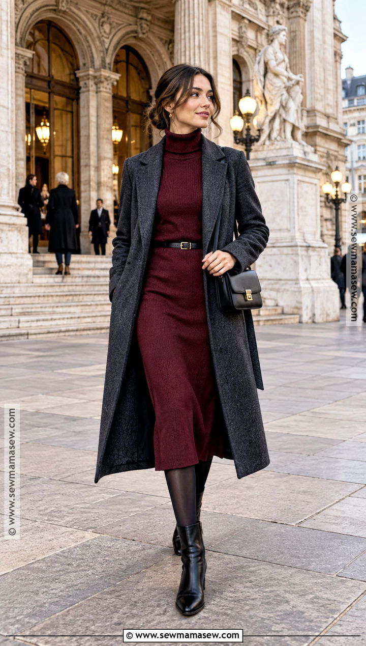 Turtleneck Dress and Ankle Boots Europe Travel Outfit - 20 europe travel outfits fall