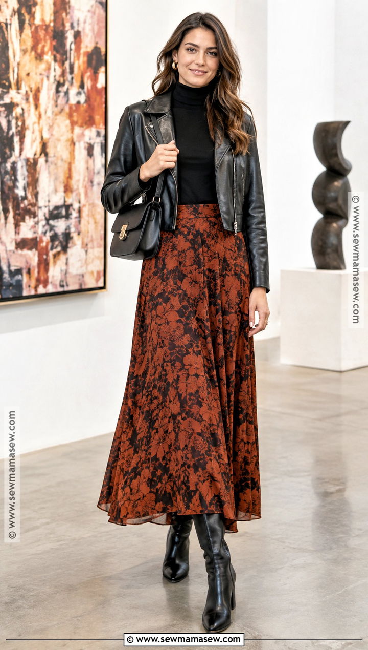 Turtleneck Fall Outfit With Maxi Skirt - 30 outfit inspo fall ideas