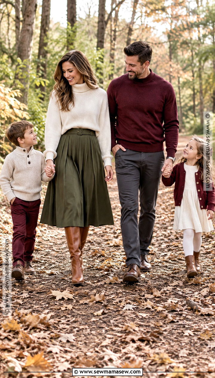 Turtleneck Sweater And Midi Skirt Family Outfit - 15 fall family photos sweaters