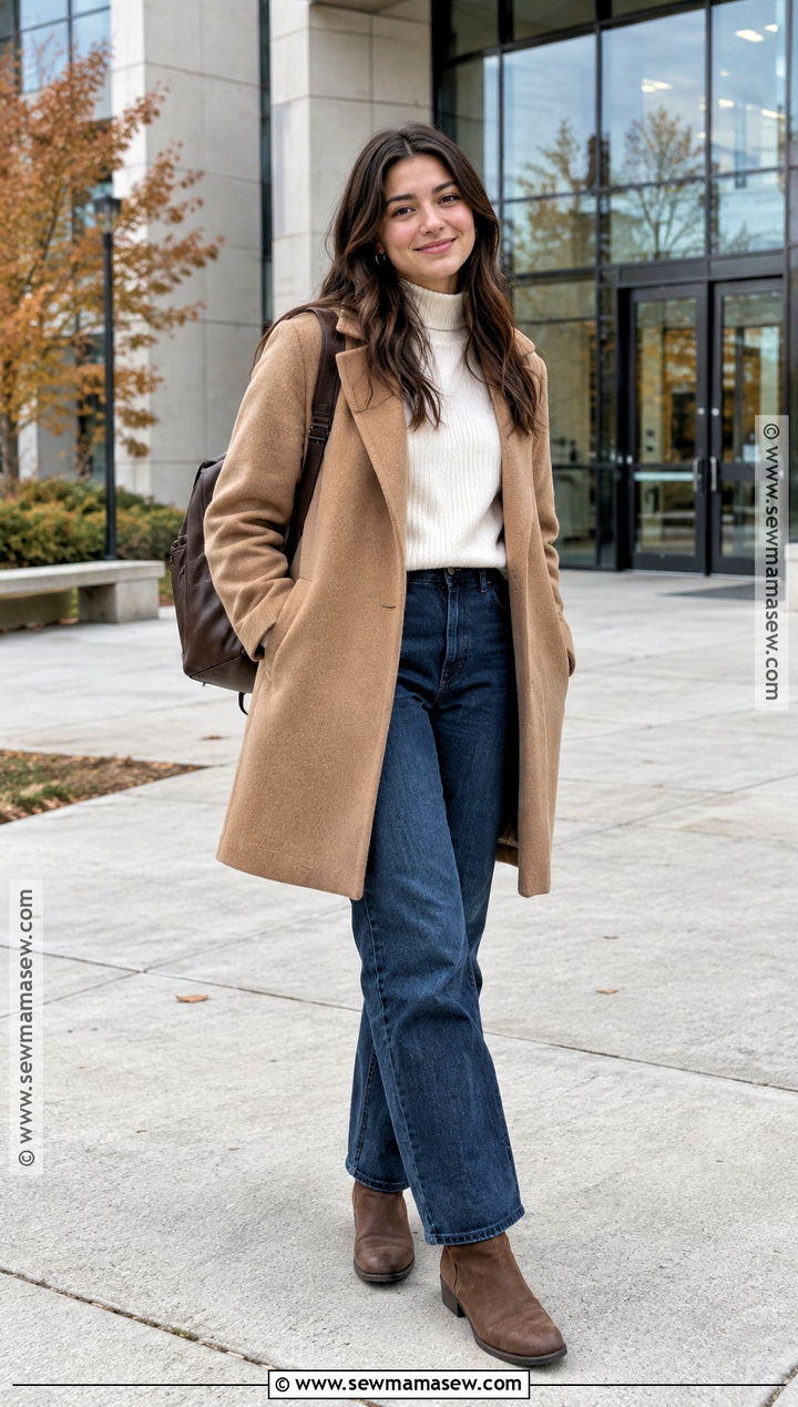 Turtleneck With Jeans And Ankle Boots - 20 basic back to school outfits