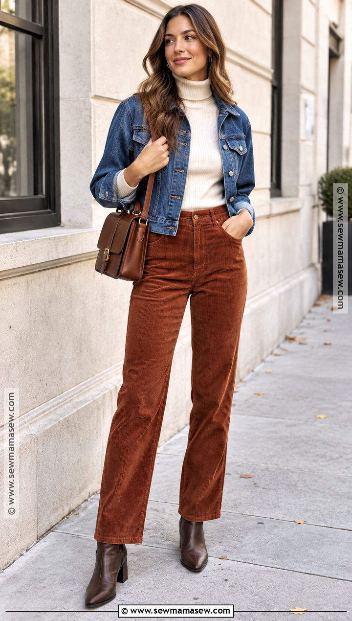 Turtleneck and Corduroy Pants Fall Outfit - 25 comfy cute fall outfits