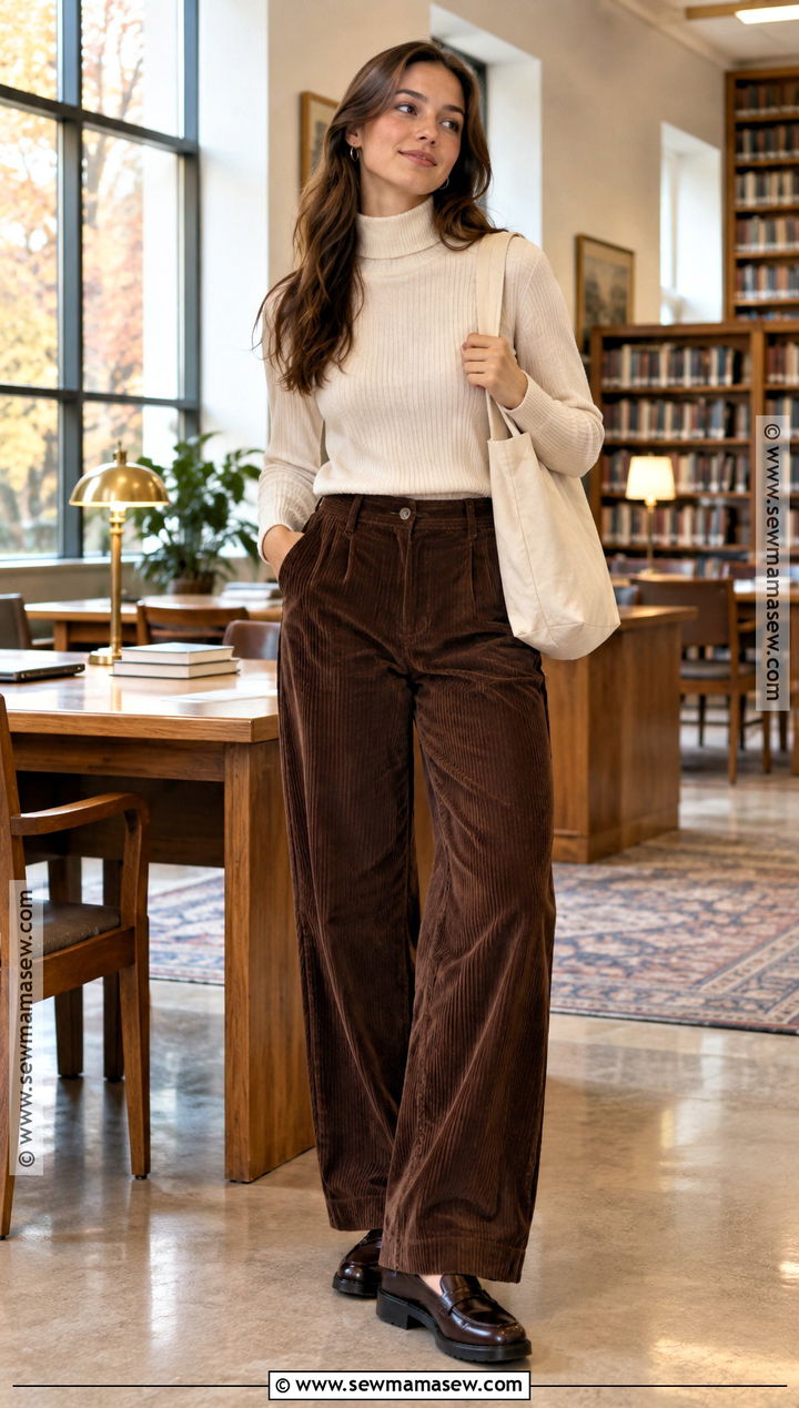 Turtleneck and Corduroy Pants Fall School Outfit - 15 cute outfits for fall school