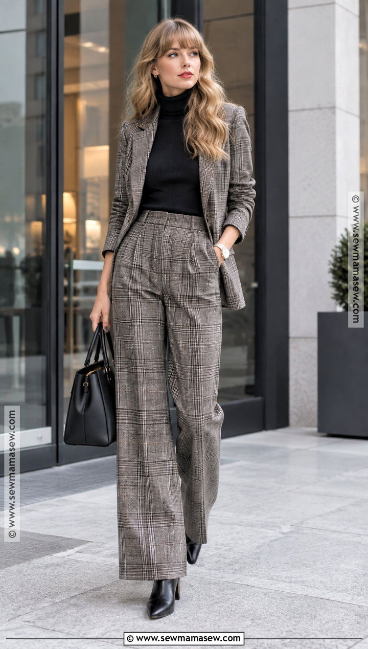 Turtleneck and Plaid Trousers - 20 Taylor Swift Fall Outfits