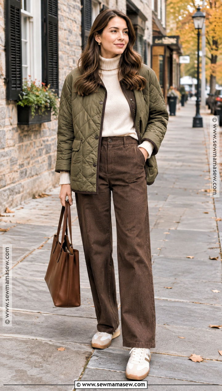 Turtleneck and Quilted Jacket Fall Road Trip Outfit - 20 fall road trip outfit ideas