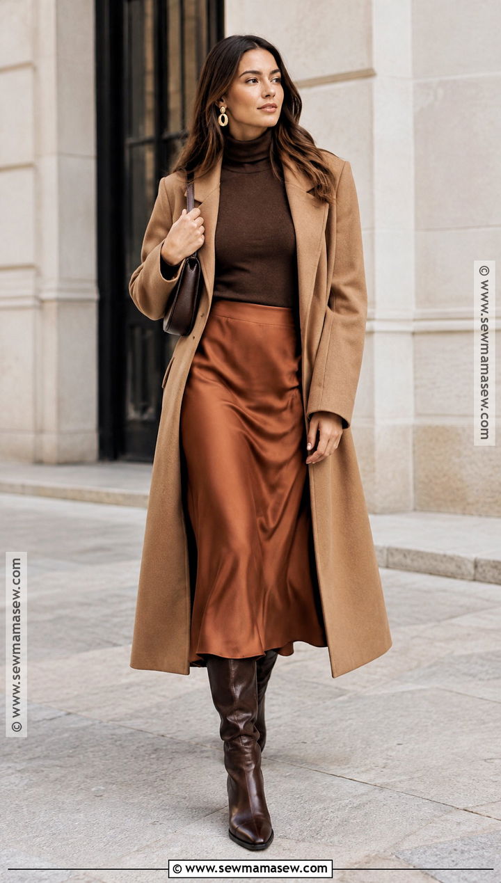 Turtleneck and Slip Skirt Fall Outfit - 15 Fall Clothes Pictures