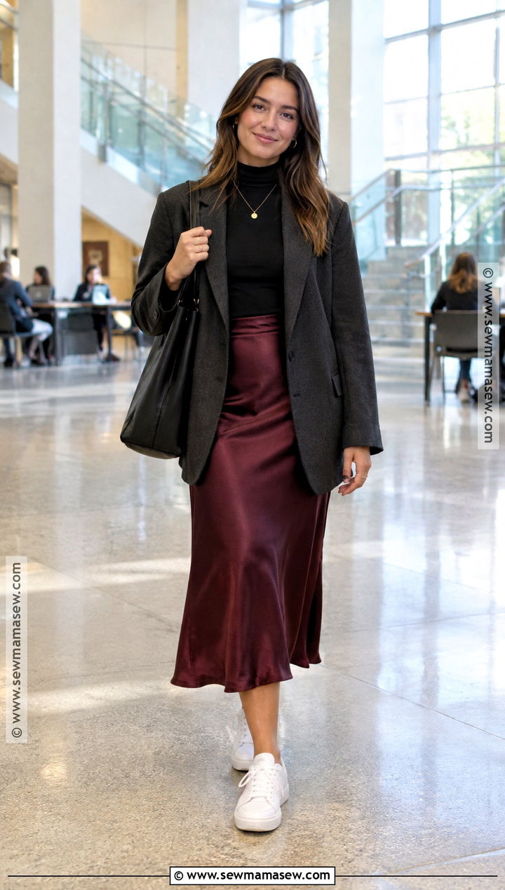 Turtleneck and Slip Skirt University Outfit - 15 back to school university outfits