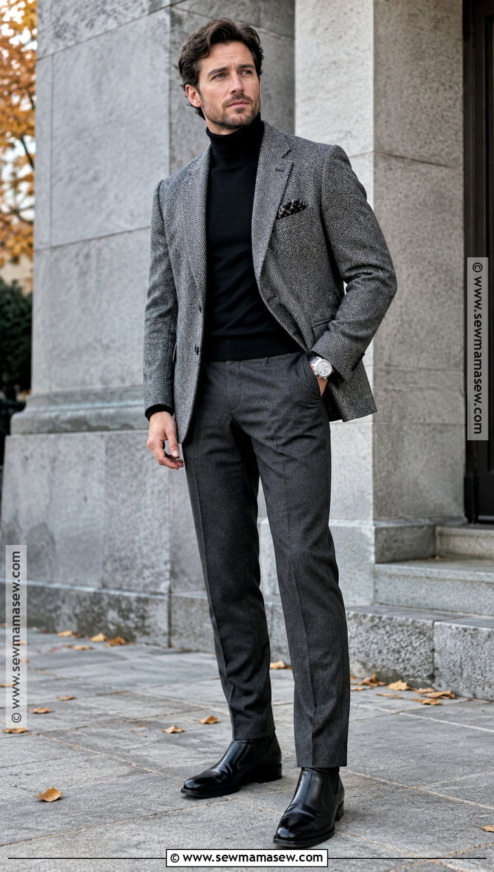 Turtleneck and Sport Coat Smart Casual Fall Outfit - 15 smart casual fall outfits for men