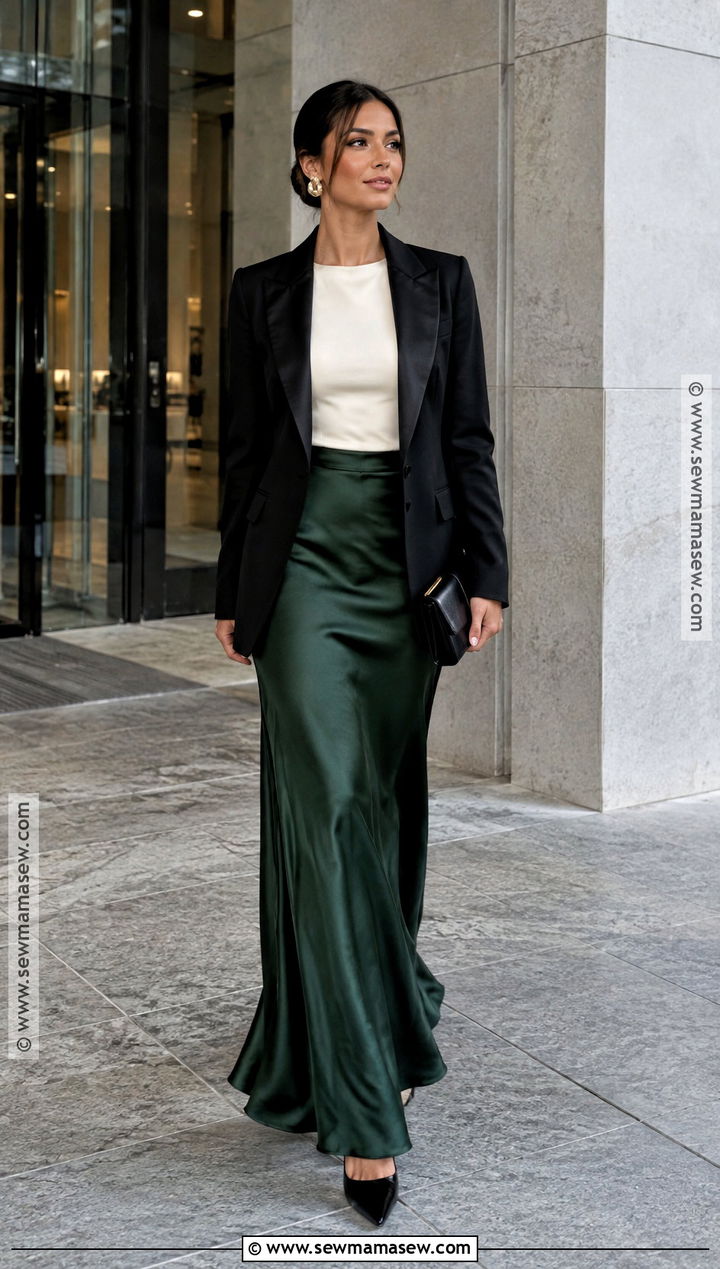 Tuxedo Blazer And Maxi Skirt Fall Outfit - 20 fall outfits fancy