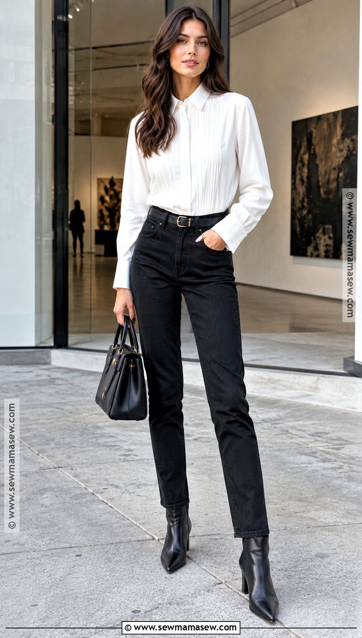 Tuxedo Fall Shirt With Black Jeans - 20 cute fall shirts