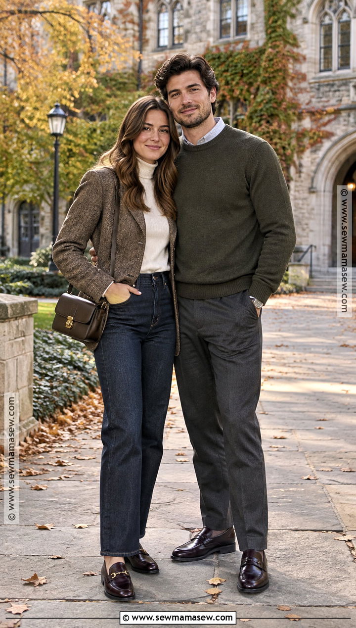 Tweed Blazer And Dark Denim Engagement Outfit - 25 fall engagement pictures outfit ideas