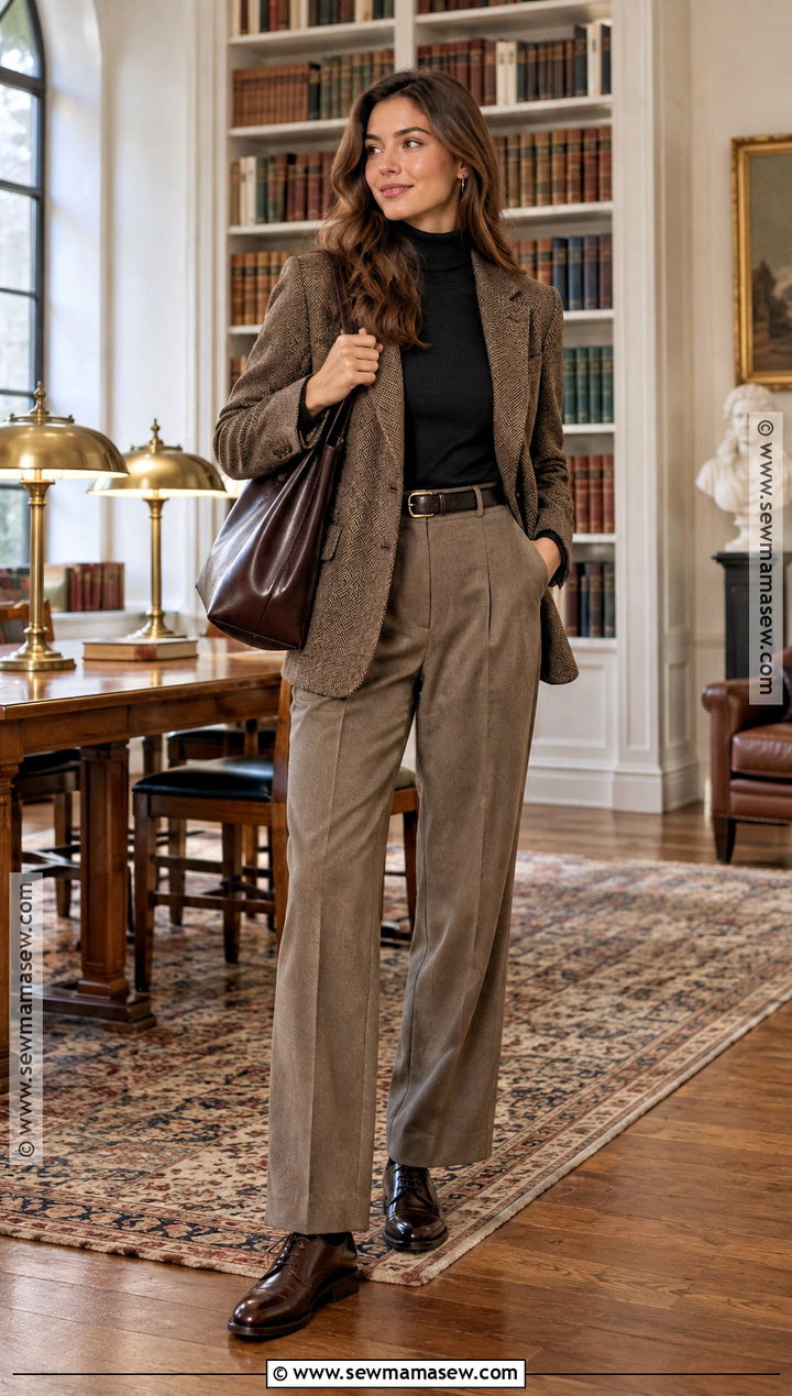 Tweed Blazer And Turtleneck Library Outfit - 15 fall library outfit ideas