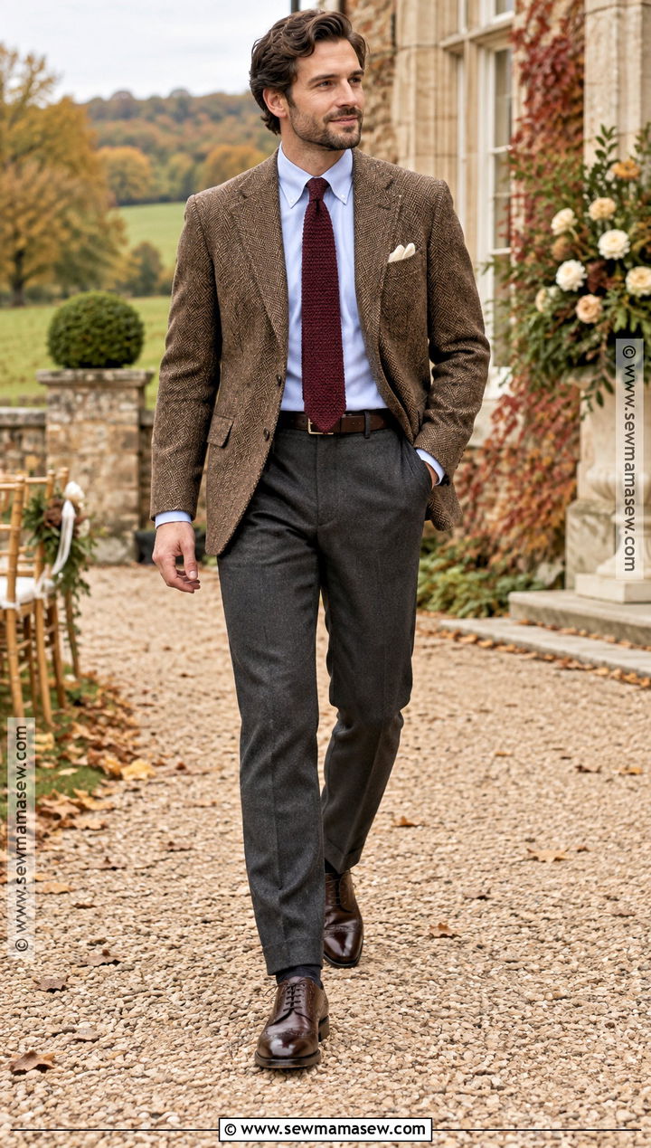 Tweed Blazer Fall Wedding Guest Outfit - 15 male wedding guest outfit fall ideas
