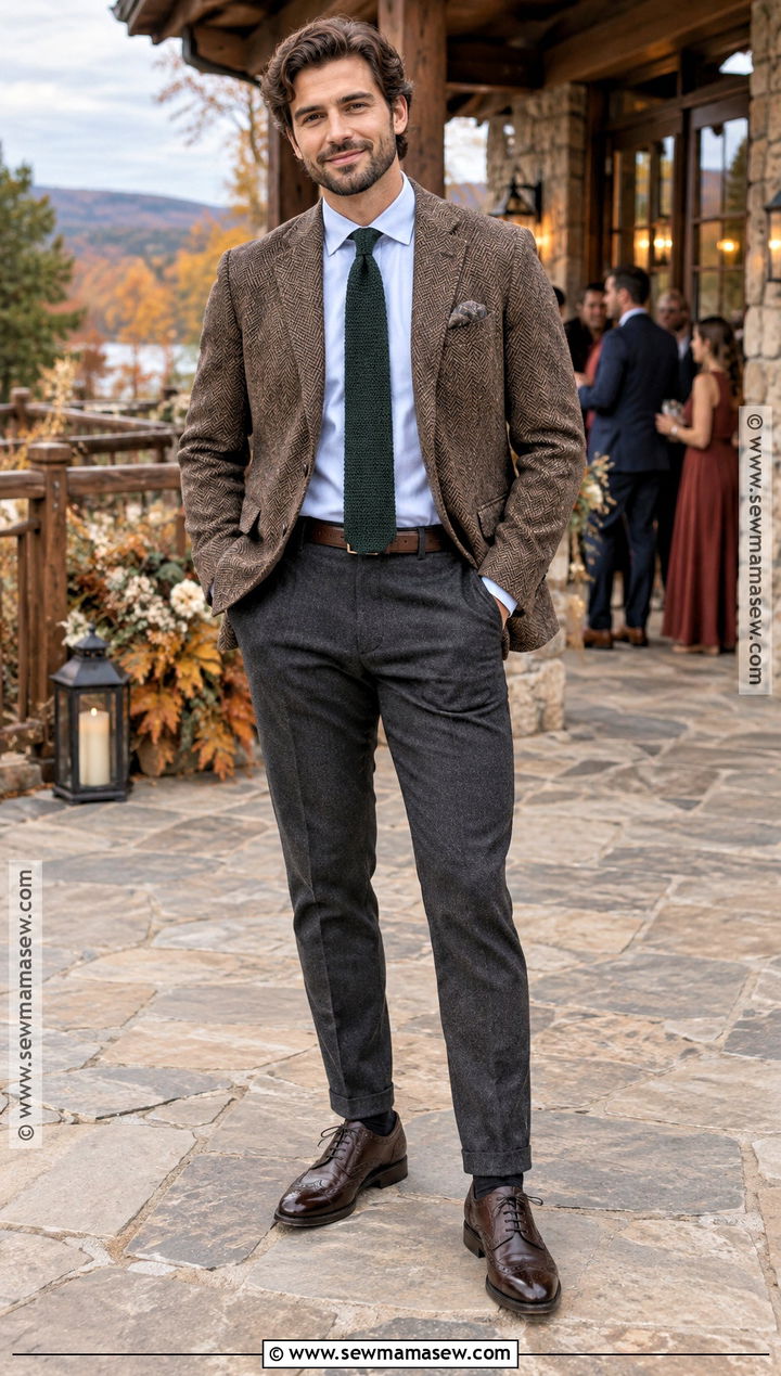 Tweed Blazer October Wedding Guest Outfit - 15 October Wedding Guest Outfits for Men